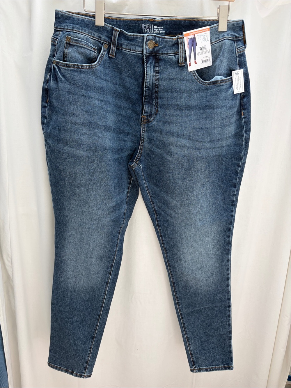 Time and Tru Dark Blue curvy High Rise Stretch Skinny Jeans 16